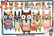 Summer Dogs and Cats Doodle Clipart, an Animal Illustration by Nobu Collections (Thumbnail 1 of 4)
