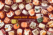 Autumn Mugs Clip Art Collection, a Seasonal Illustration by Leonaa art (Thumbnail 1 of 13)