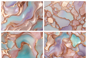 Fluid Rose Gold Marble Textures