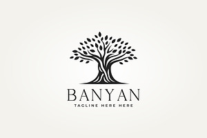 banyan old tree icon logo, a Branding & Logo Template by Blazybone