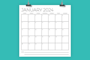 2024 Square 12x12 Calendar Template