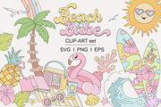 Coquette Beach Girl Clipart, a Seasonal Illustration by @olga.angelloz (Thumbnail 1 of 2)