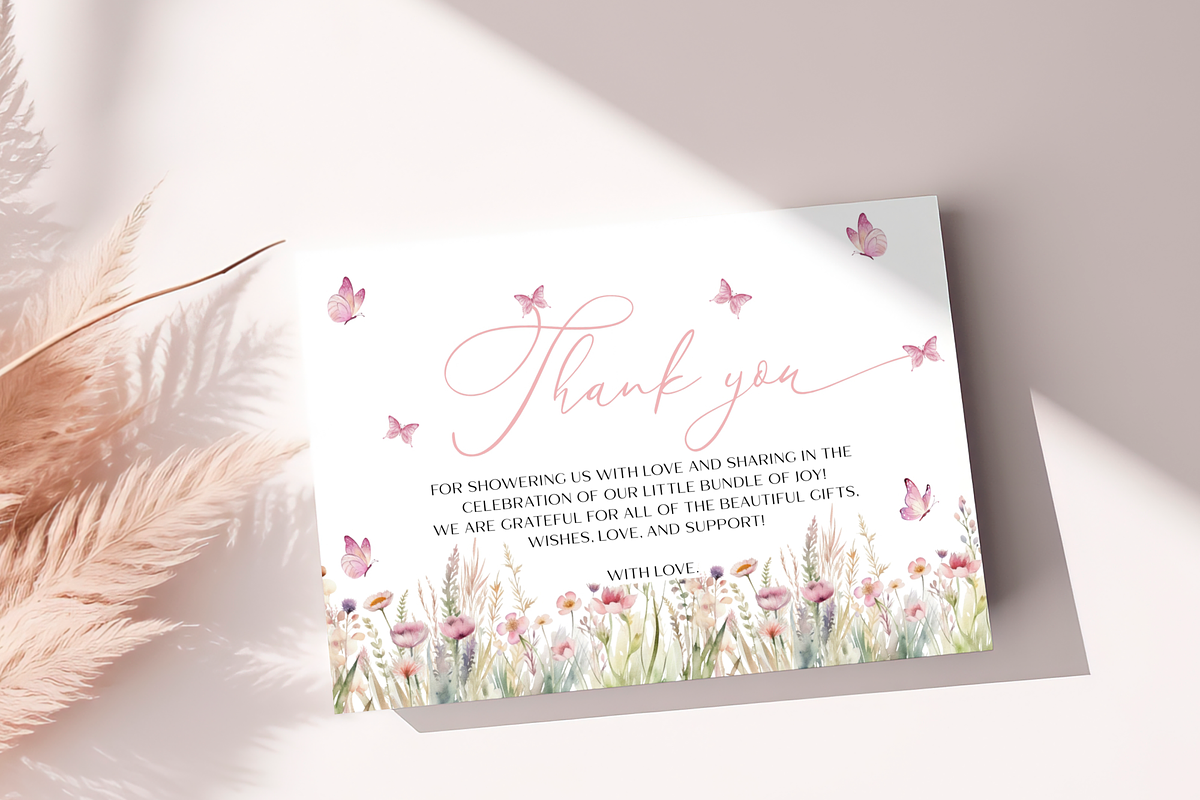 Butterfly Baby Shower Thank You Card, an Invitation Template by Digital_Mind (Photo 6 of 6)