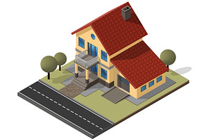 Cottage Isometric Vector EPS10, an Object Illustration by piter.goskov