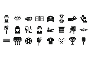 Pickleball icons set simple vector, a Sport Illustration by Ylivdesign