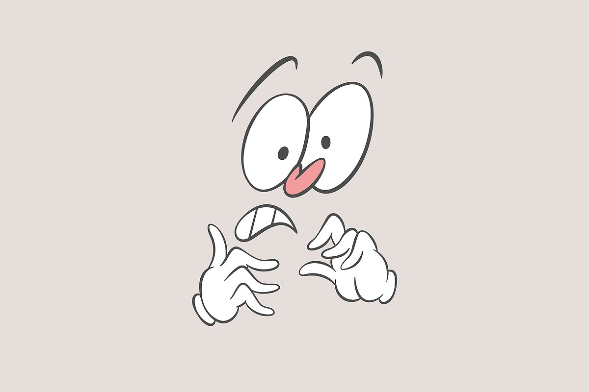 Silly faces, Retro cartoon emotions, an Illustration by Anastasiya Klempach (Photo 2 of 4)