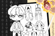 100 Procreate Chibi Clothes Stamp, a Brush Add-On by DrawingStoryShop (Thumbnail 1 of 5)
