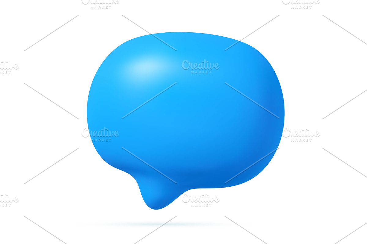 3d Blank blue speech bubble pin, an Object Illustration by ModVector