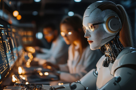 Female Robot in a Tech Lab. Artifici, a Background Photo by Pixeness