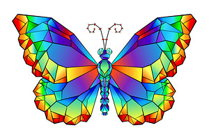 Rainbow Polygonal Butterfly