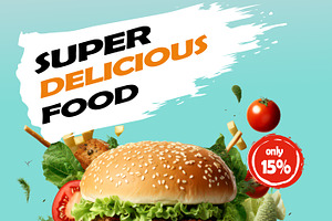 Fast Food Flyer Design Template cook, a Templates & Theme by 3D assets for your awesom