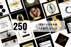 250 Black Gold Instagram Templates,