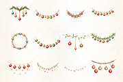 Festive Christmas Bauble Garland Cli, an Illustration by CrexoraLab (Thumbnail 2 of 5)