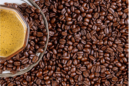 Cup of black coffee and roasted, a Food & Drink Photo by Ungvar Studio