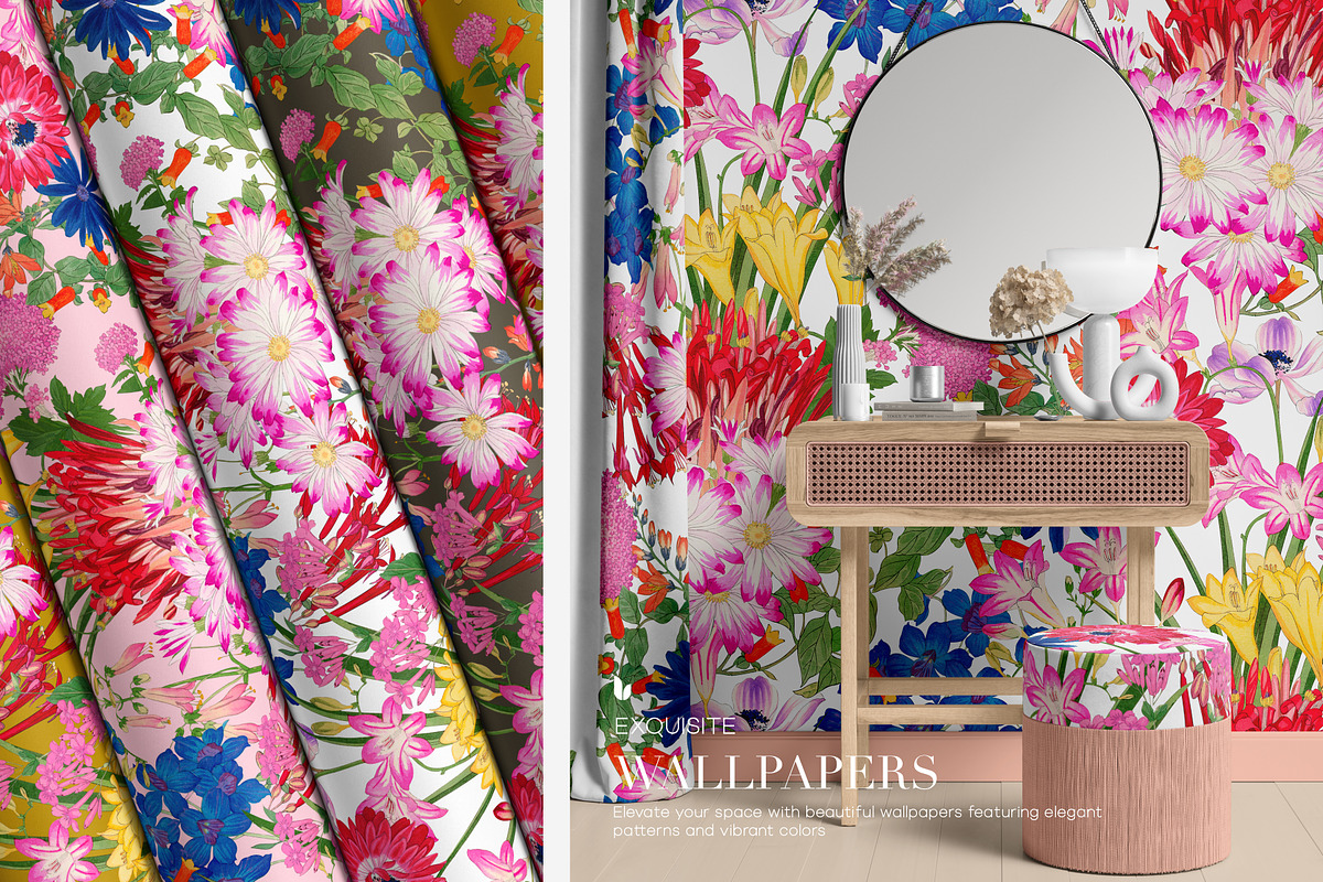 Vibrant Seamless Floral Patterns, a Pattern Graphic by LEAFure (Photo 4 of 10)