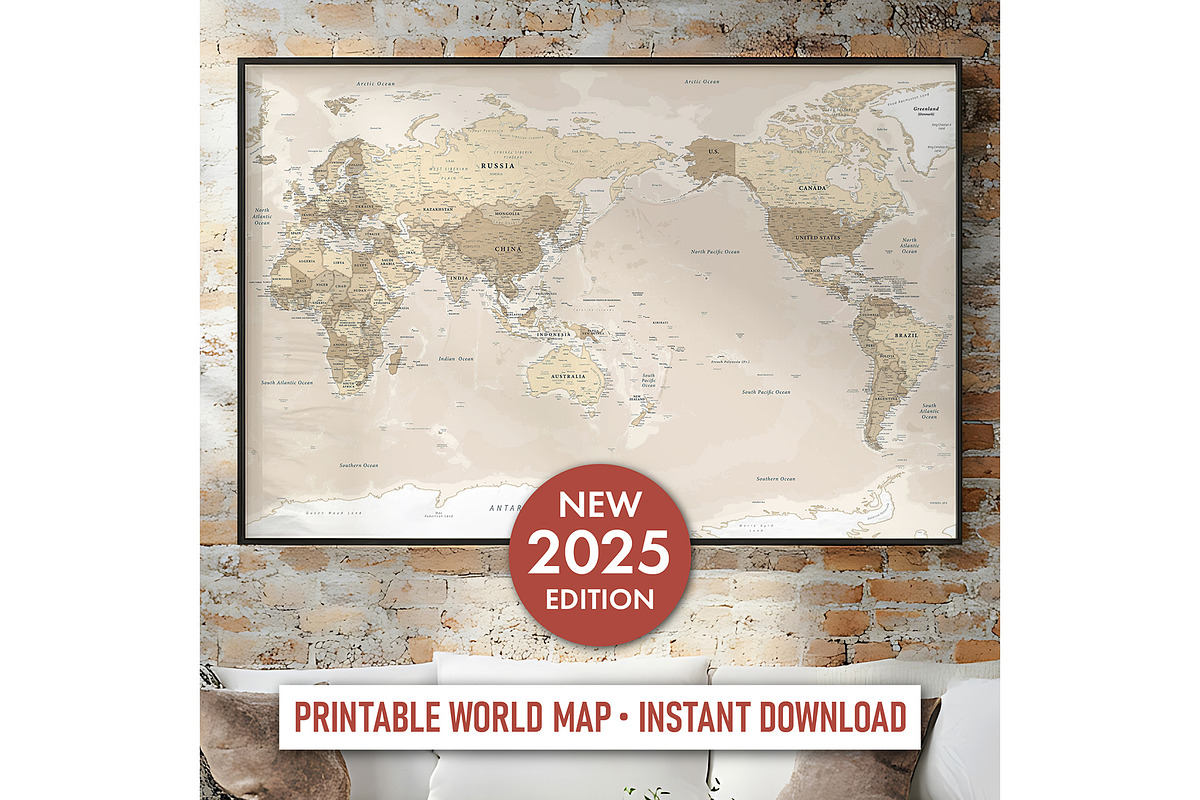 Vector World Map - Pacific View, a Graphic by PorcuPen Works (Photo 1 of 6)