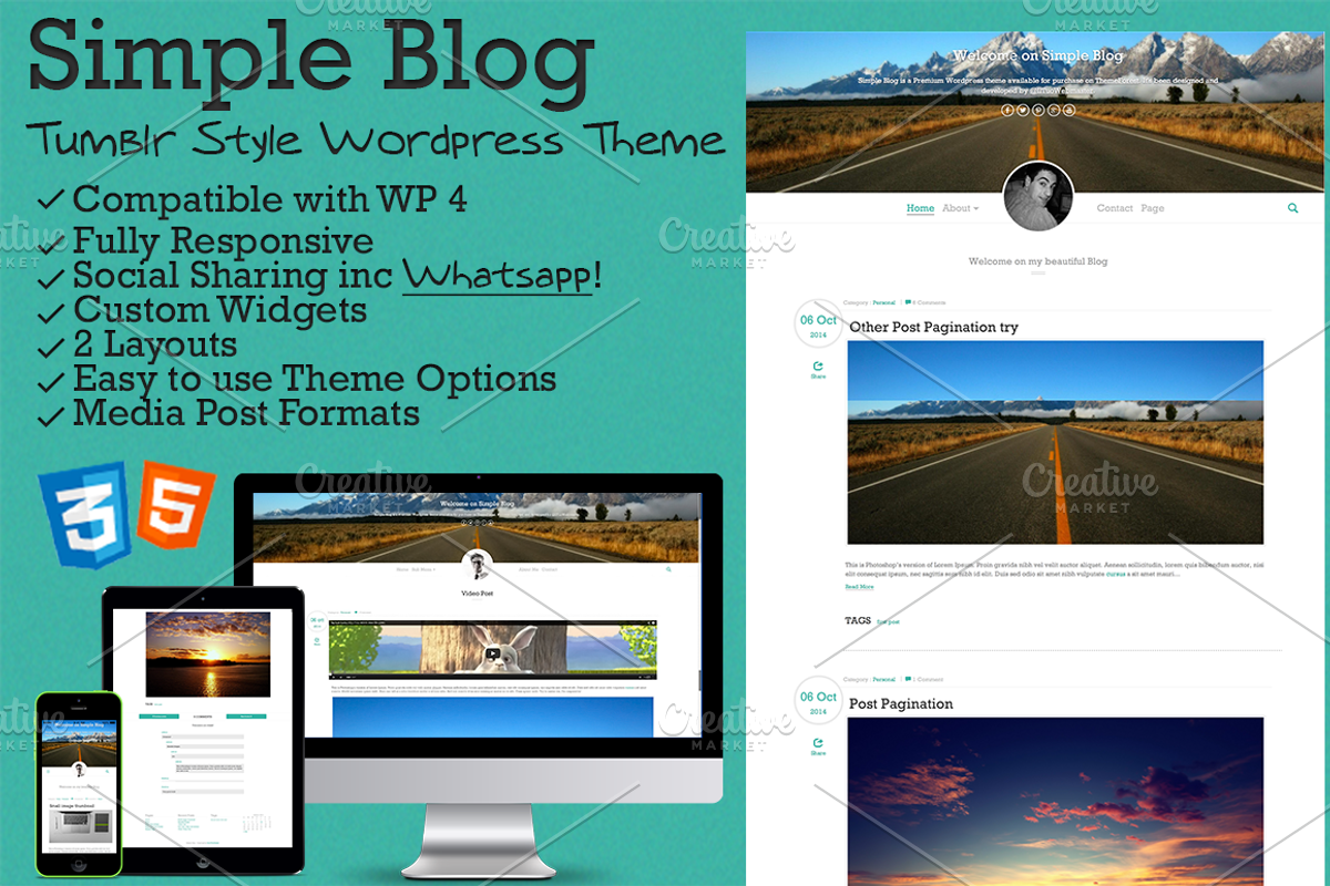 Simple Blog - Tumblr Style WP Theme, a WordPress Template by IlTuoWebmaster (Photo 1 of 4)