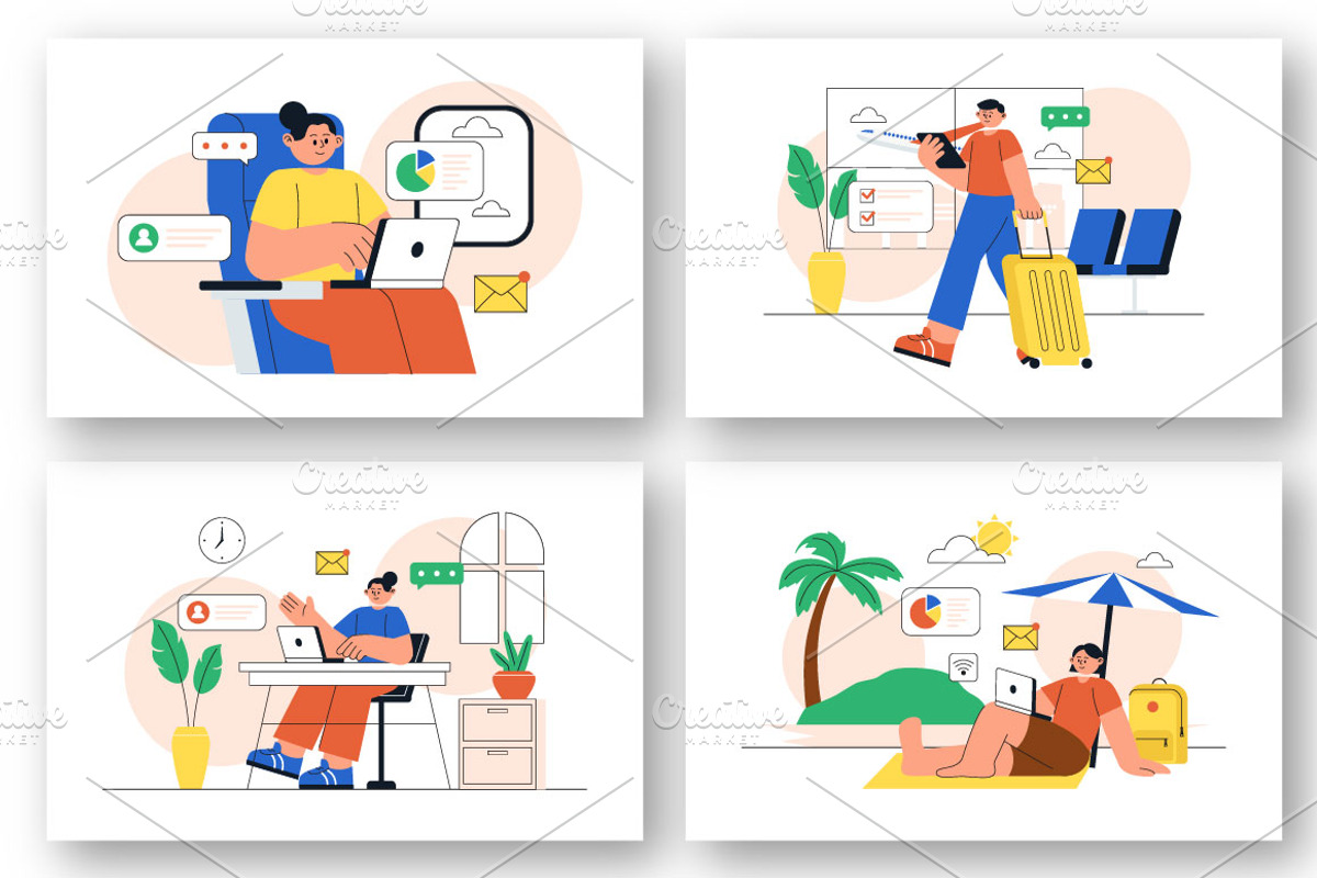 12 Digital Nomad Lifestyle, a Person Illustration by denayunebgt (Photo 4 of 4)