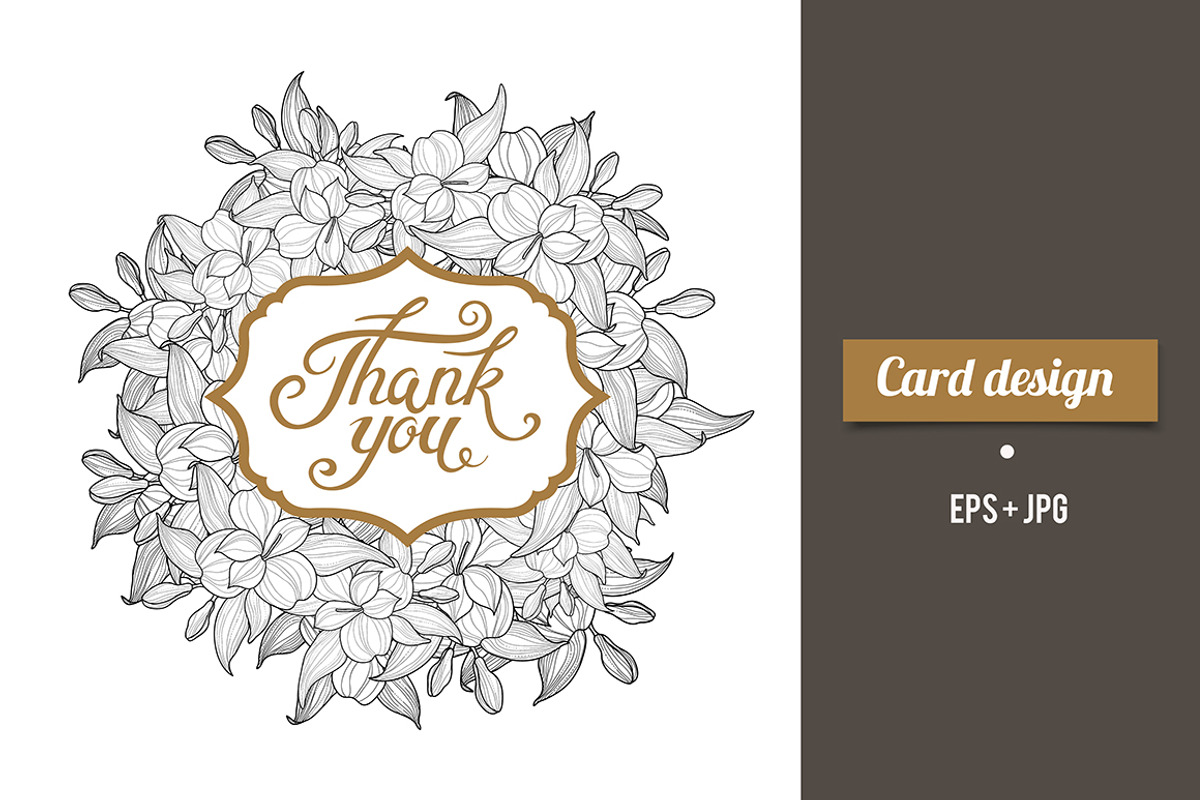 Thank You card design with lettering, a Card Template by LoveDesignShop