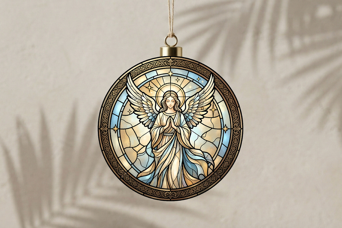 Stained Glass Angel Ornament Art, a Seasonal Illustration by CrexoraLab (Photo 3 of 3)