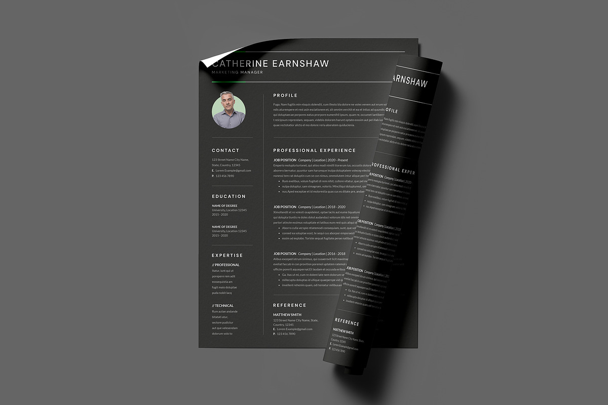 Black Modern Resume Template / CV, a Resume Template by PixelStudio (Photo 5 of 6)