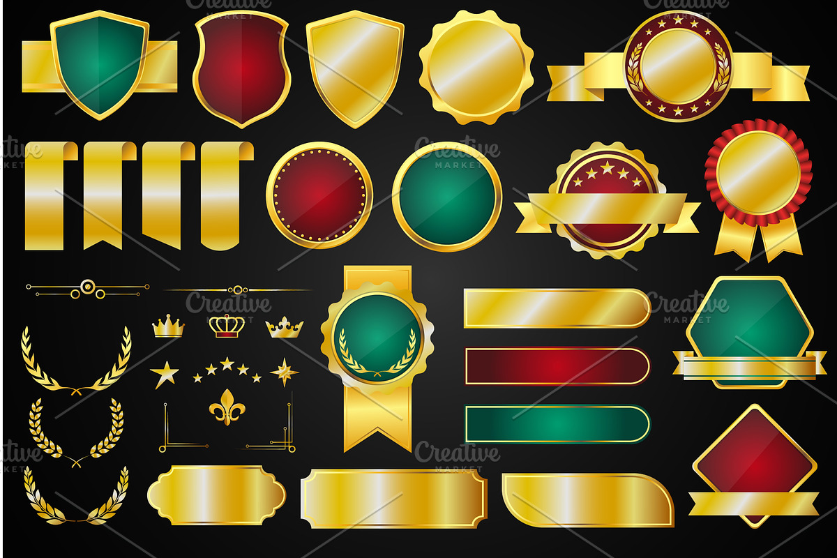 Luxury golden blank labels, an Object Illustration by YummyBuum