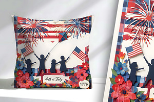4th of July Paper Cutting 3, an Education Illustration by Sharon Schwalbe