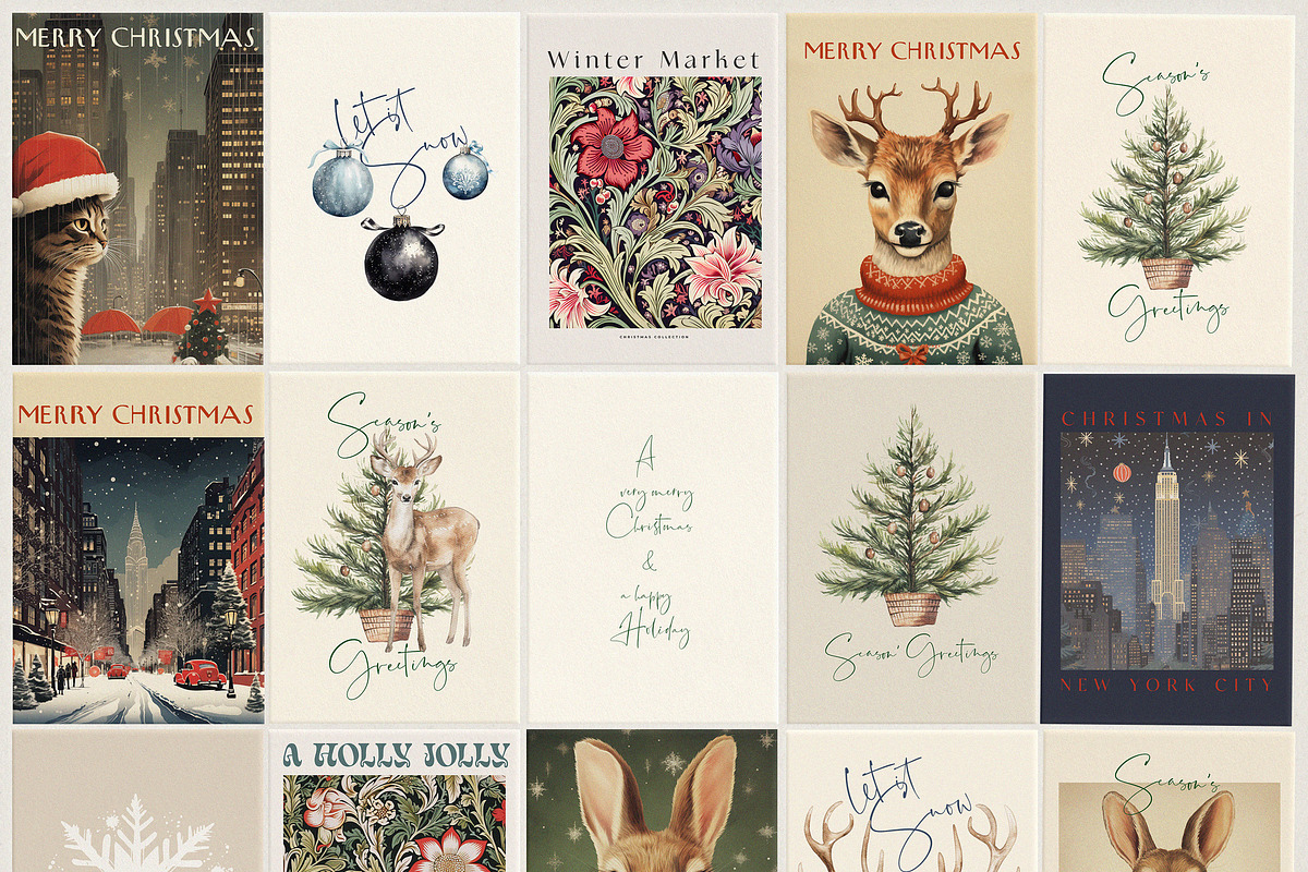 Retro Christmas Prints & Cards, a Background Graphic by Laras Wonderland (Photo 5 of 11)