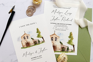 Rustic Church Wedding Invitation, an Invitation Template by BlueRobinDesignShop