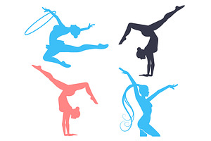 Gymnastics Women Silhouettes Set