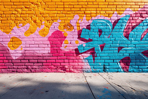 Vibrant graffiti wall with colorful paint splashes, a Background Photo by AlyaAnd