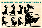 30 Mom Baby Walking Silhouette Set, a Person Illustration by Artivon (Thumbnail 1 of 4)