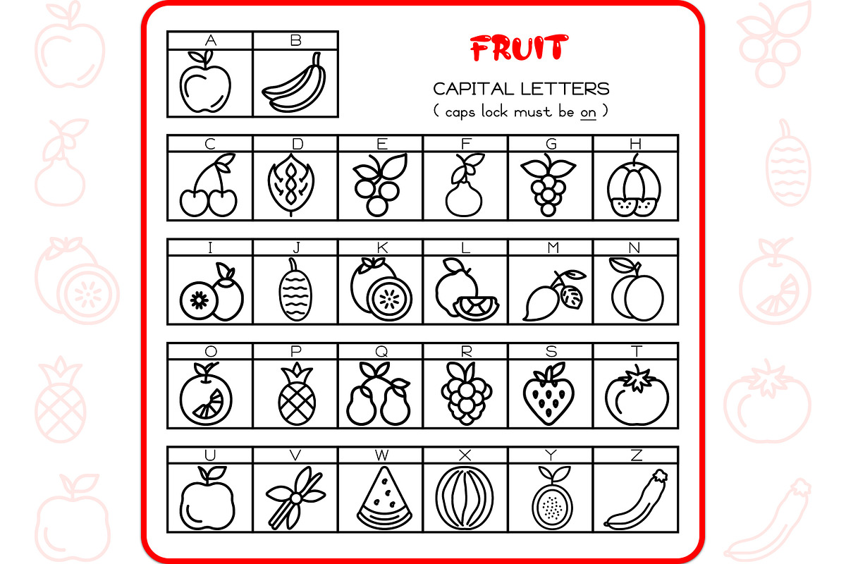 Fruit Alphabet - Dingbat Font, a Symbol Font by WADLEN (Photo 2 of 7)
