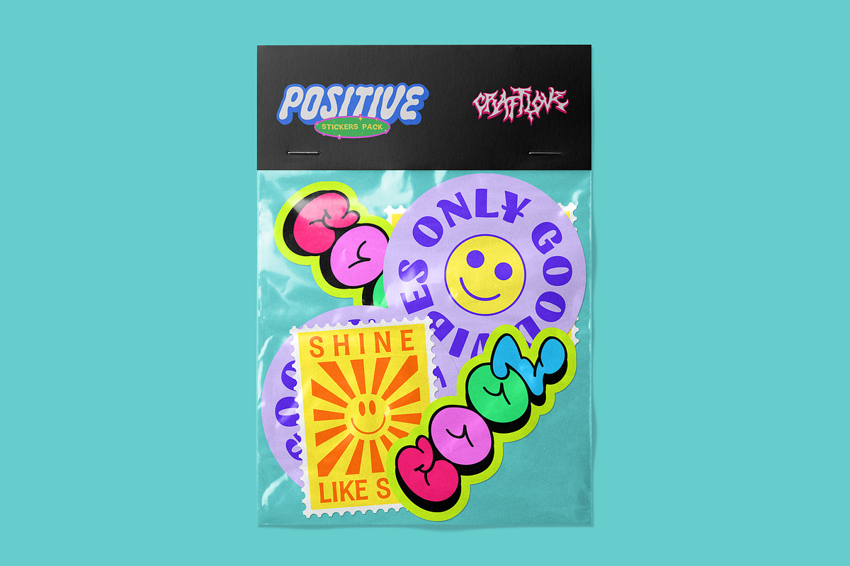 POSITIVE STICKERS PACK, an Object Graphic by craftlove (Photo 6 of 9)