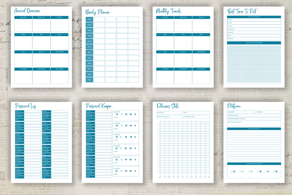 Digital Social Media Planner, a Stationery Template by Design House (Photo 3 of 9)