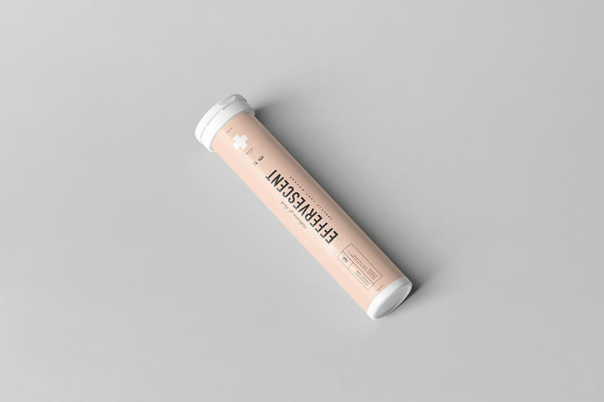 Effervescent Tablets Tube Mock-up, a Packaging Mockup by zippypixelstudio (Photo 3 of 11)