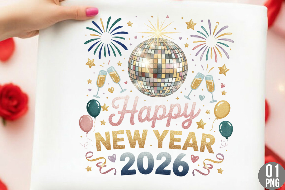 Happy New Year 2026 PNG, Disco Ball, an Illustration by Designking (Photo 1 of 6)