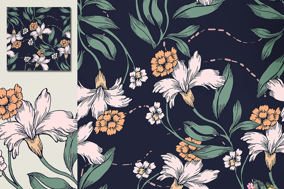 28 EPS/JPG flowers background., a Pattern Graphic by Theraphosath (Photo 10 of 15)