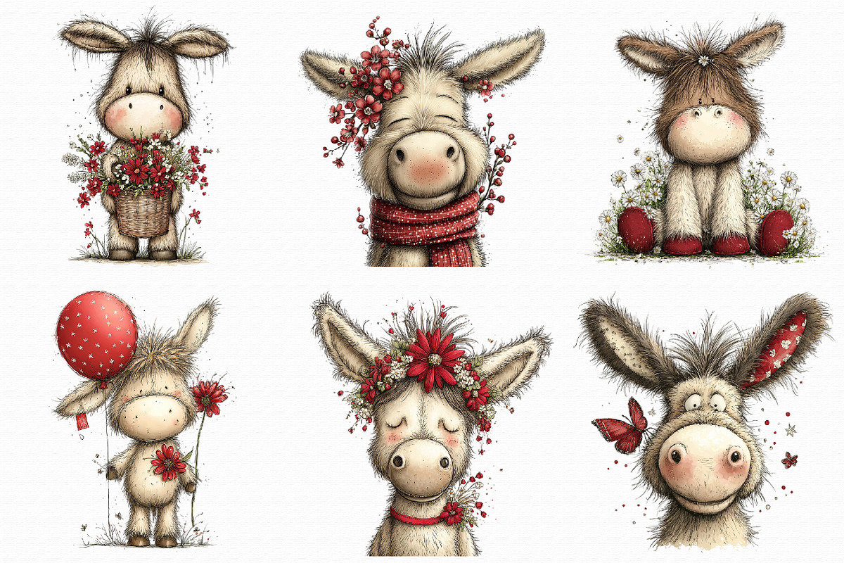Whimsical Spring Donkey Clipart, an Illustration by Libby Wishes (Photo 4 of 7)