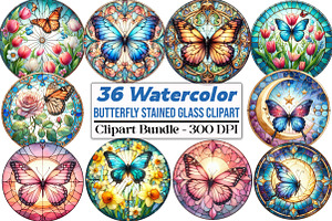 Round Butterfly Stained Glass, an Illustration by DreamCafeArt