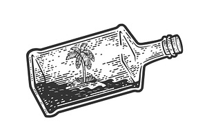 uninhabited island with in bottle, an Object Illustration by AlexArt