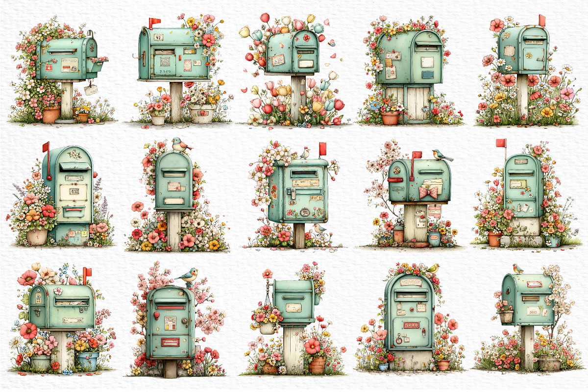 Whimsical Spring Mailbox Clipart, an Illustration by Craft Nest (Photo 6 of 11)
