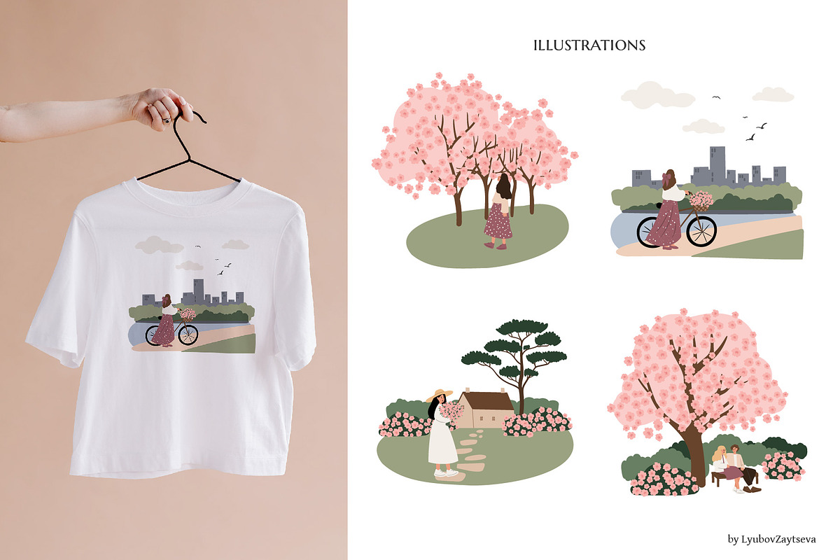 Blossom | Women in nature scenes, a Seasonal Illustration by LyubovZaytseva (Photo 16 of 19)