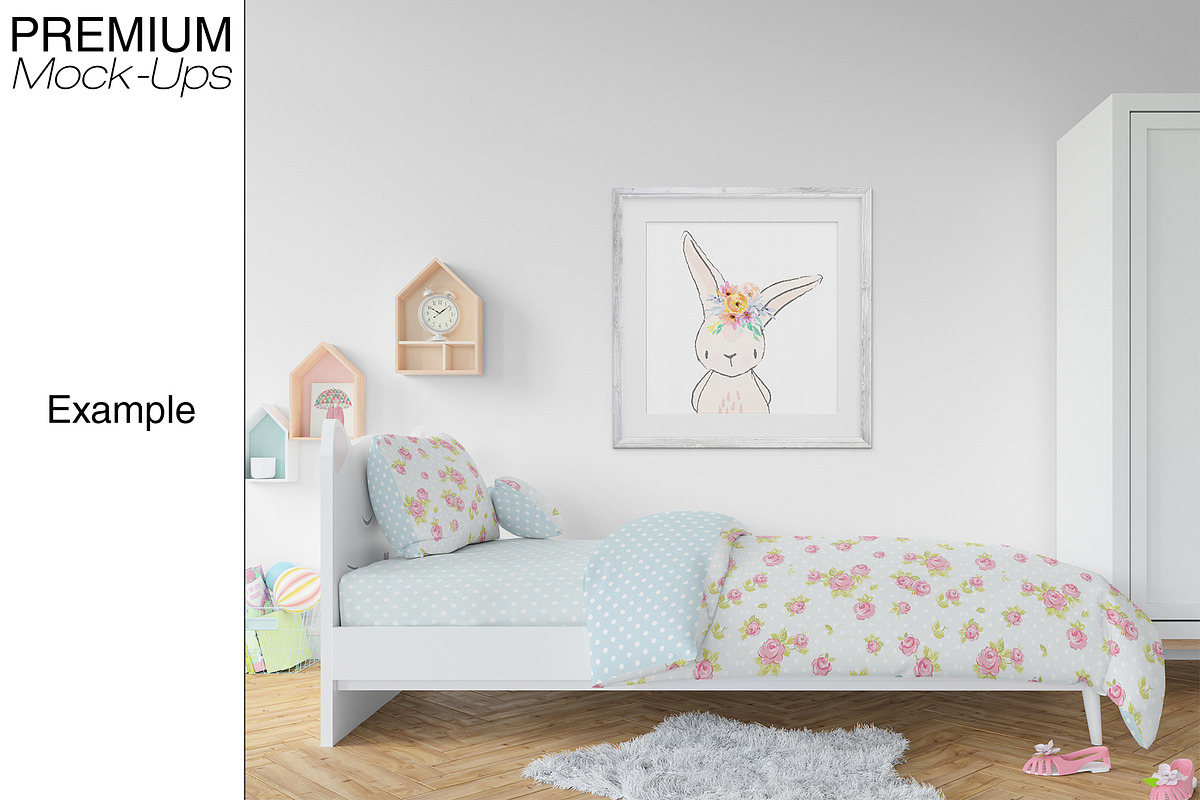 Nursery Bedding, Frame & Wall Mockup, a Household Mockup by mock-ups (Photo 17 of 23)