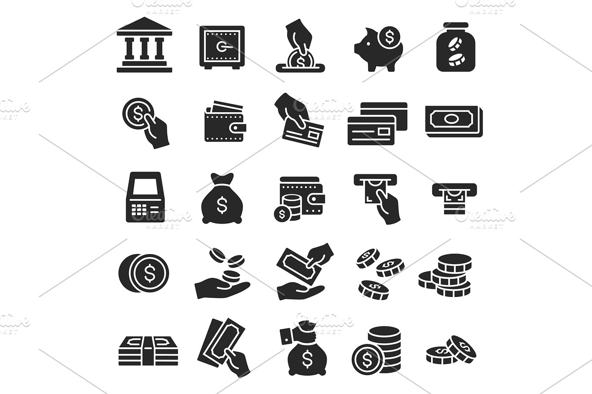 Money icons, financial business, a Finance Illustration by Frogella