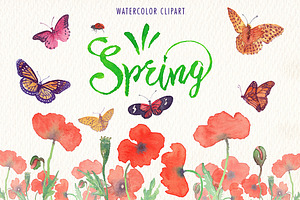 Spring Watercolor Clipart Set