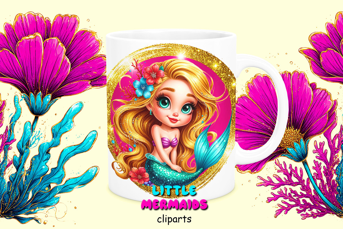 Little mermaids clipart set png, an Object Graphic by JuliaStarArt-FantasyHome (Photo 12 of 12)