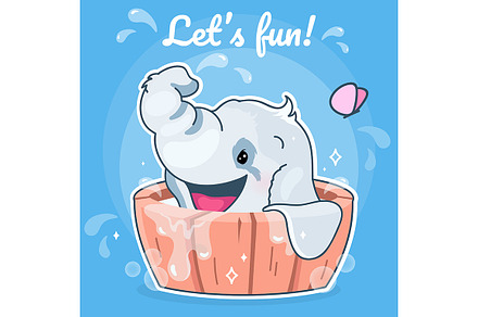 Cute elephant kawaii character, a Poster Template by The img