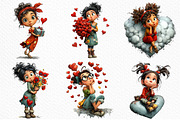 Whimsical Valentine Girl Clipart Png, an Illustration by Craft Nest (Thumbnail 3 of 11)