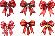 Red Coquette Christmas Bow Clipart, an Illustration by Black Bird Studio (Thumbnail 5 of 6)